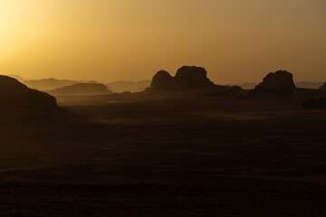 Sunset in Wadi Rum Desert, Jordan.