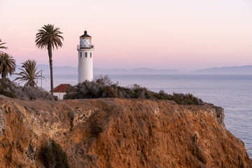 Point Vincent Lighthouse California at sunset