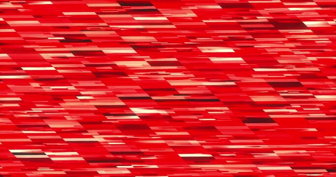 Animated digital rotating multicoloured racing rectangles background shades of red.
