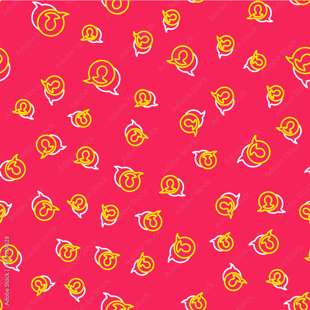 Poster line speech bubble chat icon isolated seamless pattern on red background. message icon. communicatio