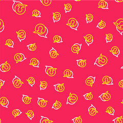 Line Speech bubble chat icon isolated seamless pattern on red background. Message icon. Communication or comment chat symbol. Vector