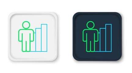 Line Productive human icon isolated on white background. Idea work, success, productivity, vision and efficiency concept. Colorful outline concept. Vector