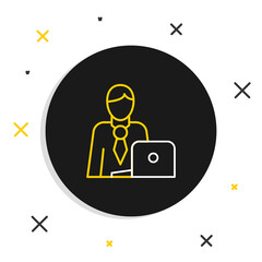 Line Businessman icon isolated on white background. Business avatar symbol user profile icon. Male user sign. Colorful outline concept. Vector