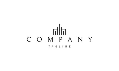 Vector logo on which an abstract image of a real estate object in a linear style.