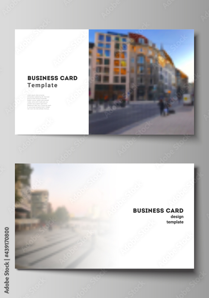 Poster vector layout of two creative business cards design templates, horizontal template vector design. ab