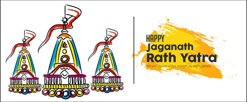 

Vector design of Ratha Yatra of Lord Jagannath, Balabhadra and Subhadra on Chariot for the ocassion of Odisa god Rathyatra Festival