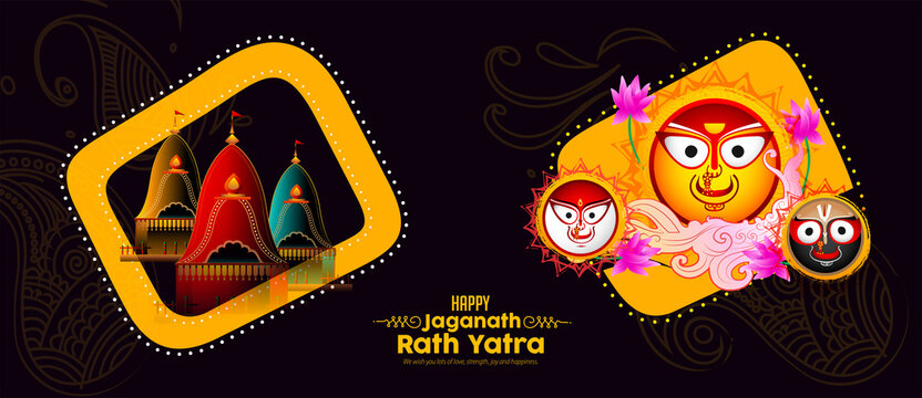 

Vector design of Ratha Yatra of Lord Jagannath, Balabhadra and Subhadra on Chariot for the ocassion of Odisa god Rathyatra Festival
