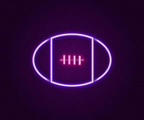 Glowing neon line Rugby ball icon isolated on black background. Colorful outline concept. Vector