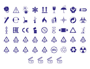 Set of packaging symbol. Vector illustration. flat design.