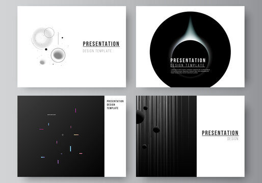 Vector layout of the presentation slides design business templates, multipurpose template for presentation brochure, brochure cover. Tech science future background, space design astronomy concept.