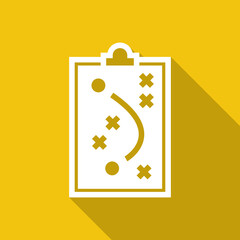 Football or Soccer Tactic Board Vector icon in Solid Long Shadow Style. Clipboard for soccer player Tactic training media. Vector illustration icons can be used for apps, websites, or part of a logo.