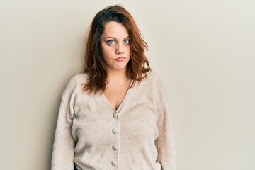 Obraz premium Young caucasian woman wearing casual clothes depressed and worry for distress, crying angry and afraid. sad expression.