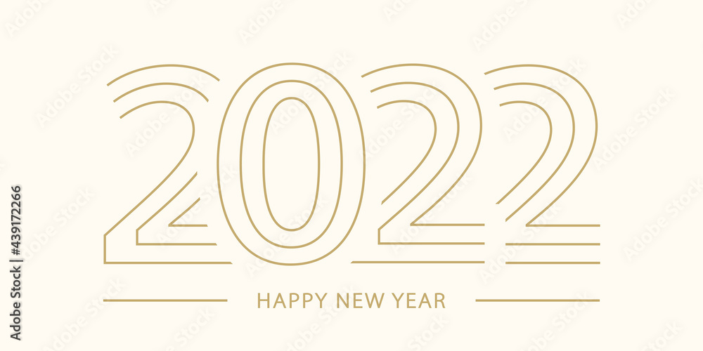 Poster 2022 happy new year. 2022 modern text vector luxury design gold color.