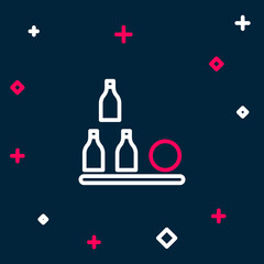 Line Bottles ball icon isolated on blue background. Colorful outline concept. Vector