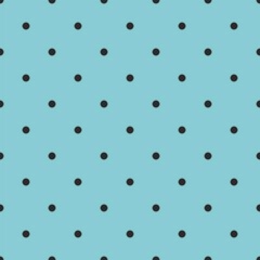 Seamless vector pattern with cute tile black polka dots on pastel blue background