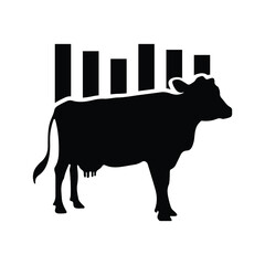 Bull chart, fence, cow graph icon. Black vector design.
