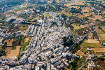 Aerial view of Locorotondo un in Bari. a country in Puglia. Beautiful landscape