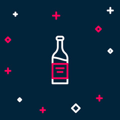 Line Bottle of wine icon isolated on blue background. Colorful outline concept. Vector
