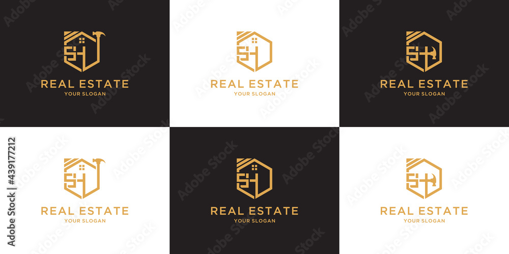 Wall mural Letter sh home logo for real estate, business, agent, architect