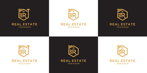Letter br home logo for real estate, business, agent, architect - obrazy, fototapety, plakaty