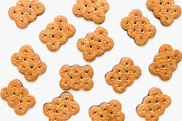 cookies on a white background, cookies with sesame seeds, sweets for tea 