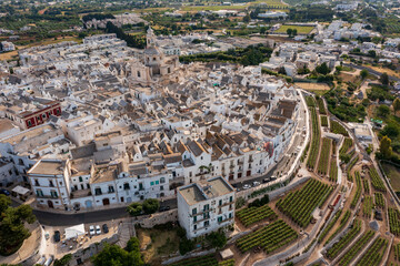 Aerial view of Locorotondo un in Bari. a country in Puglia. Beautiful landscape