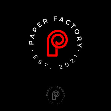 P monogram. P logo. Paper factory emblem. Letter P as a paper roll. Wallpaper icon. Emblem for paper factory, paper plant, online shop, label or packaging.