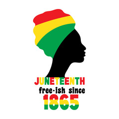 Fototapeta na wymiar Silhouette of Black Afro-American Woman. Juneteenth, Freedom and Emancipation day Since June 19, 1865. Freedom off slavery.