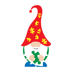Gnome autism. Autism awareness. Autism concept poster template. Vector illustration.