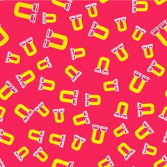 Line Chest expander icon isolated seamless pattern on red background. Vector