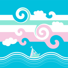 Captain’s Daughter | Coral / Teal | Vibrant, Feminine, and Confident Beach Vector Repeat Pattern Collection | Upscale, nautical vibe to to surround yourself with when you want to feel young-at-heart.