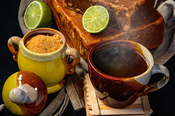 cup of panela water, Created from asucar cane that comes from Colombia.