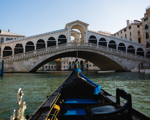 Gondola ride under the Rialto bridge