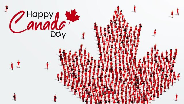Happy Canada Day Greeting animation with the red Maple leaf. 1st of July celebration background. Canada independence day or patriotism video.