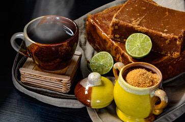 cup of panela water, Created from asucar cane that comes from Colombia.