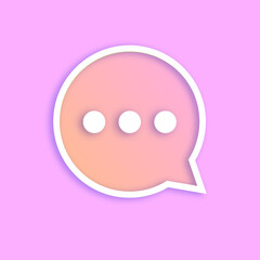 Speech bubble icon with three dots. Trendy icon isolated on the pink background. Vector illustration of chat bubble.