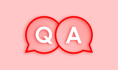 Q and A sign on the pink background. Vector illustration. Question and Answer Icon in speech bubble with 3d effect. FAQ concept for website, Information Centre, Mobile Application, business pages