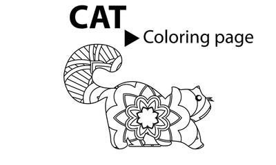 Cat coloring book for cat lovers.Hand drawn sketch illustration of cat lover for adult coloring book.
