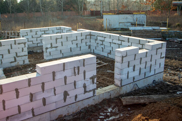 Aerated concrete blocks house construction