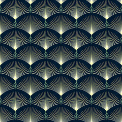 Seamless elegant geometric pattern. Blue Art Deco. - 439181216