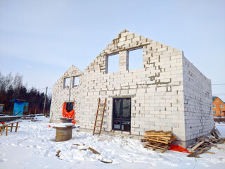 Aerated concrete blocks house construction