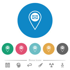 GPS location send mail flat round icons
