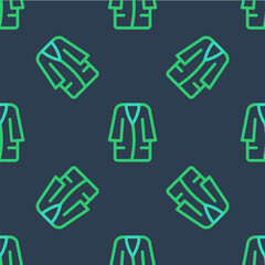 Line Bathrobe icon isolated seamless pattern on blue background. Vector