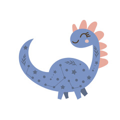 Cute baby dinosaur design. Vector illustration on isolated background.