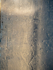 close-up of the frozen glass window. Selective focus, texture
