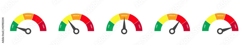 Poster speedometer measure in colorful flat design. evaluation of service from bad to excellent level. vect