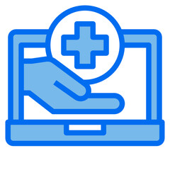 Obraz premium laptop blue line icon