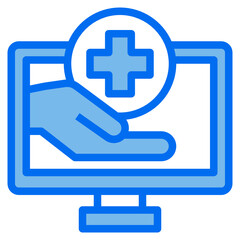 Fototapeta premium monitor blue line icon