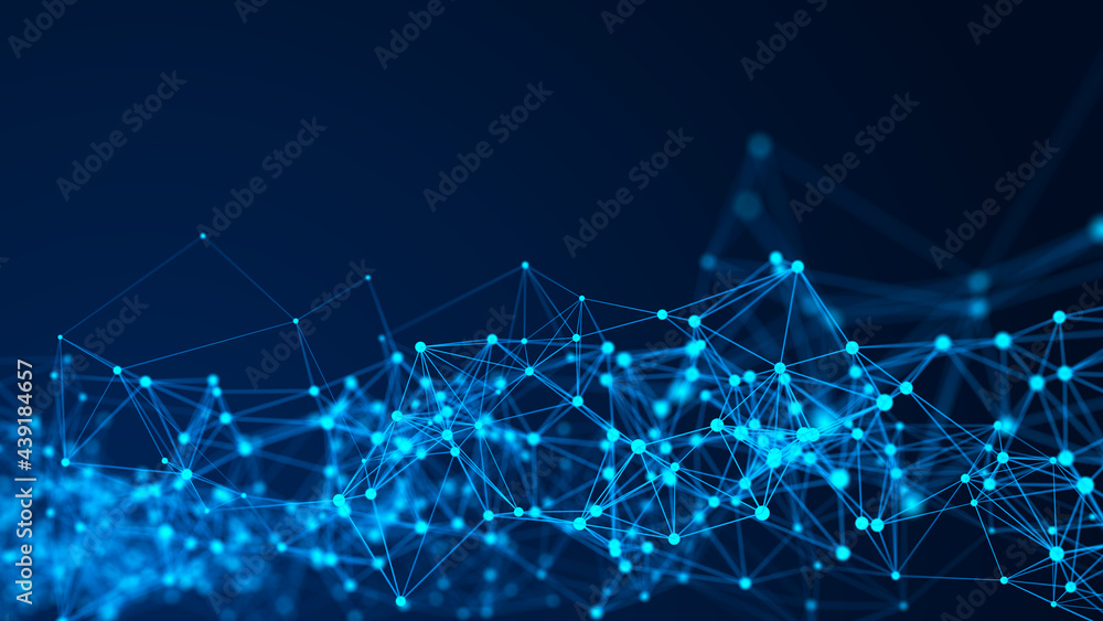 Poster Technological background . Network connection structure. Digital data communication. 3D