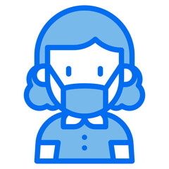 girl blue line icon